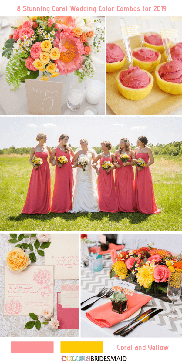 coral wedding colors 2019 coral and yellow